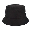 Close-up of the vertical texture and soft finish on a black corduroy bucket hat - Black