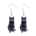 Cute gray British Shorthair cat earrings with silver metal hooks on a white background - Grey Cat