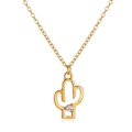 Golden cactus pendant necklace with sparkling crystal accent on a minimalist fine chain - KC Gold Cactus Rhinestone Style (5346246471041)