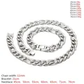 Polished titanium steel necklace length and weight specification chart in 11mm width - Steel 3:1 NK Chain