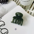 Dark green semi-circular hair claw clip made of durable plastic in high gloss finish - Dark Green (Medium 4.8cm)