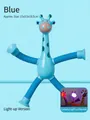 Blue giraffe suction cup toy with telescopic tubes and glowing head feature - Blue Giraffe (LED Light)