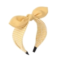 Retro yellow and white plaid bow headband with vintage wide band design for women - Yellow Plaid Bow Style (FK-B131 Yellow)