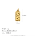 18K gold-plated stainless steel rectangular pendant with a unique dimpled texture - Cheese Pendant - Gold