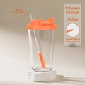 710ml Tritan water bottle in tropical orange with telescopic straw and easy-clean design - 24oz / Tropical Orange