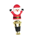Christmas Santa Claus wine stopper with red silicone figure and gold metal base - Santa Claus Gold Vase Stopper