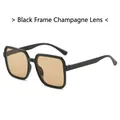 Classic square black frame sunglasses with champagne lenses for a minimalist look - Black Frame Tea Lens