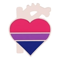 Broche cœur en émail aux couleurs du drapeau Bi Pride et cadre en métal or rose - Cœur Bisexuel