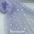 Wadenlanges blauviolettes Tüll-Ballkleid mit schillernden Herzmustern und Taschen - US Größe 2 (S) / Blau und Violett