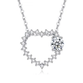 Collana in argento sterling S925 con ciondolo a cuore scintillante in moissanite su bianco - Stile Cuore Moissanite (FDDZ-037) / Argento 925