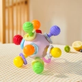 Colorful baby Manhattan teething ball with multi-textured sensory loops and pink core - Round Ball - Pink / Pink