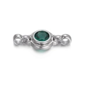 Silver jewelry connector with green round cubic zirconia for DIY bracelet making - Silver Green Zirconia Connector (YSN002-6)