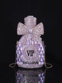 Luxury champagne bottle clutch bag with purple crystals and gold chain strap - 11x20 Wine Bottle Bowknot Purple