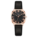 Montre à quartz Tadi classique avec boîtier carré or rose et cadran noir à rayons de soleil - Noir
