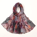 Abstract tie-dye printed chiffon scarf for women shown on a clean white background - YW343-1# Purple Rose Red