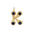 18K gold plated letter K pendant with blue zircon stones in water drop DIY style - Letter K