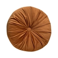 Brown orange velvet pumpkin cushion with pleated design and button for home decor - Diameter 35cm / Orange
