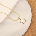 Detail of star pendant with white enamel and colorful gems on gold snake chain - Colorful Gemstone Enamel Star Pendant Style (3#)