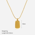 French vintage style gold stainless steel bead chain necklace with star moon pendant - 400+50mm / I Love You Engraved Plate