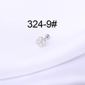 Silver 16G clover cartilage earring with clear zircons and screw ball back - Four-Leaf Clover Style(324-9#)