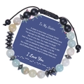 Adjustable Morse code bead bracelet for sisters with Amazonite stones and card packaging - Sister-Morse Bracelet