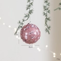 Pink 8cm Christmas foam ball with glitter and purple sequins for holiday tree decor - Pink Foam Ball Style C