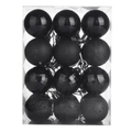 Black Christmas ball ornaments set with matte, glossy, and glitter finishes, 12 pieces - 24Pcs/4cm / Black