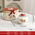 Christmas ceramic teapot with festive illustrations and matching gift box packaging - English Teapot Gift Box Set 900cc