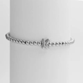 Polished silver beaded bracelet featuring a round 18k balloon-style letter K charm - Silver K