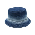 Sombrero de pescador en denim lavado con efecto degradado y costuras en fondo blanco - Degradado Marino