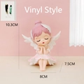 Pink hair angel girl figurine with white wings car and cake decoration ornament - Vinyl / 14B Pink Bun Hair Style (14B)