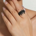 Gothic punk skull ring in black finish worn by a model to show fit and size - Matte Black Stacked Multiple Skull Ring (A-660) / Matte Black