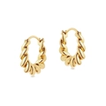 Elegant gold twisted hoop earrings with a textured rope design on a white background - Gold Croissant Twist