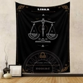 Bohemian Libra zodiac tapestry with celestial sun and star patterns for wall decor - Libra