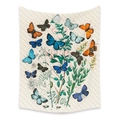 Gros plan de tapisserie papillon vintage avec motifs floraux et botaniques colorés - 73X95CM / Tableau Scientifique des Papillons - Brossé