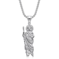 Collana con ciondolo San Giuda in acciaio inossidabile 316L con cristalli chiari - Acciaio / Solo Ciondolo Zircone Bianco