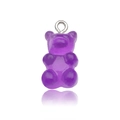 Ciondolo a forma di orsetto viola in resina trasparente con anello in metallo - Orso Viola