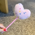 Pink plush heart gel pen with colorful dots and matching barrel for gift giving - Pink Polka Dots