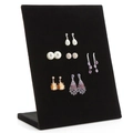 L-shaped black velvet jewelry display stand with multiple earrings and stud holes - Small Earring Board Black