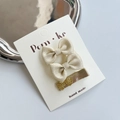 Set de 3 barrettes dorées avec paillettes et nœuds en tissu couleur champagne - Noeud + Coeur / Or Champagne