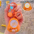 Orange cartoon pet backpack keychain with LED glowing light and cute fox illustration - Backpack Night Light-Orange Dog