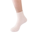 Women's fluffy coral fleece slippers socks in light pink color for home lounge wear - Light Pink