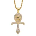 Iced out gold Ankh Cross necklace with Eye of Horus pendant and rope chain jewelry - Gold Pendant Only