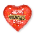 Red heart-shaped foil balloon with Happy Valentine's Day banner and metallic finish - 18 Inch Heart Happy Valentine's Day B1248