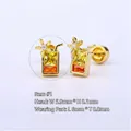Clou d'oreille en acier 316L avec verre à cocktail et zircons cubiques orange vif - 1# Gobelet de Boisson - Or