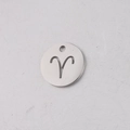 Macro view of 12mm silver stainless steel Aries zodiac pendant with hollowed circular design - Aries