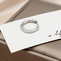 Silver circle hoop earring with sparkling zirconia inlays on a premium display box - Medium 17mm/Rhinestone