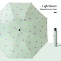 Light green manual reverse folding umbrella with purple tulip and star patterns - Manual Reverse / Fruit Green Tulip