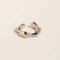 Adjustable minimalist irregular wavy ring in polished silver finish for women - Adjustable Open / White Gold