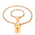 Set di gioielli minimalisti dorati con collana con ciondolo a sfera e bracciale abbinato - Set di Gioielli Dorati (KS188307-Z)